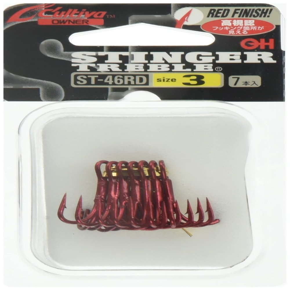 Owner Hook Cartiva ST-46RD Stinger Triple Hook Red Finish No. 3