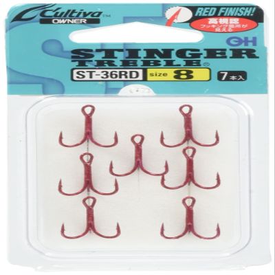 Owner ST-36RD Triple Hook, Stinger Triple Hook, No. 8, Red 11630