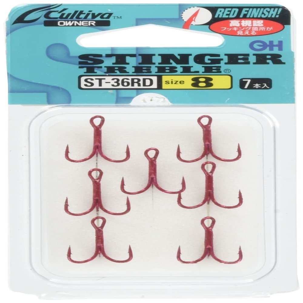 Owner ST-36RD Triple Hook, Stinger Triple Hook, No. 8, Red 11630