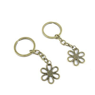 2 Pieces Antique Bronze Keychain Key Chain Tags Keyring Ring Jewelry Making Charms Supplies KC0763 Sunflower