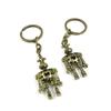 2 Pieces Antique Bronze Keychain Key Chain Tags Keyring Ring Jewelry Making Charms Supplies KC0037 Hollow Robot view 1