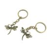 2 Pieces Antique Bronze Keychain Key Chain Tags Keyring Ring Jewelry Making Charms Supplies KC0629 Dragonfly view 1