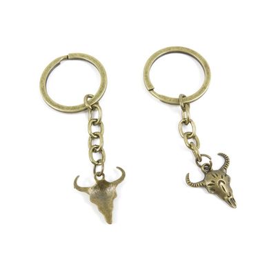 5 Pieces Antique Bronze Keychain Key Chain Tags Keyring Ring Jewelry Making Charms Supplies KC0630 Ox Head