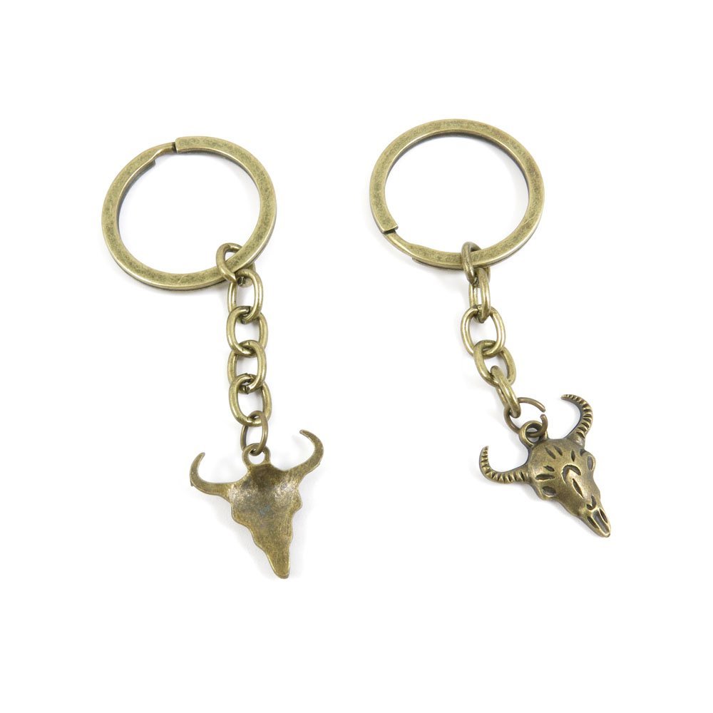 5 Pieces Antique Bronze Keychain Key Chain Tags Keyring Ring Jewelry Making Charms Supplies KC0630 Ox Head