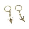 5 Pieces Antique Bronze Keychain Key Chain Tags Keyring Ring Jewelry Making Charms Supplies KC0630 Ox Head view 1