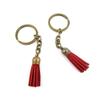 2 Pieces Antique Bronze Keychain Key Chain Tags Keyring Ring Jewelry Making Charms Supplies KC0941 Red Wine Tassels view 1