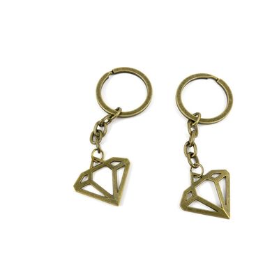 5 Pieces Antique Bronze Keychain Key Chain Tags Keyring Ring Jewelry Making Charms Supplies KC0217 Diamond Shape