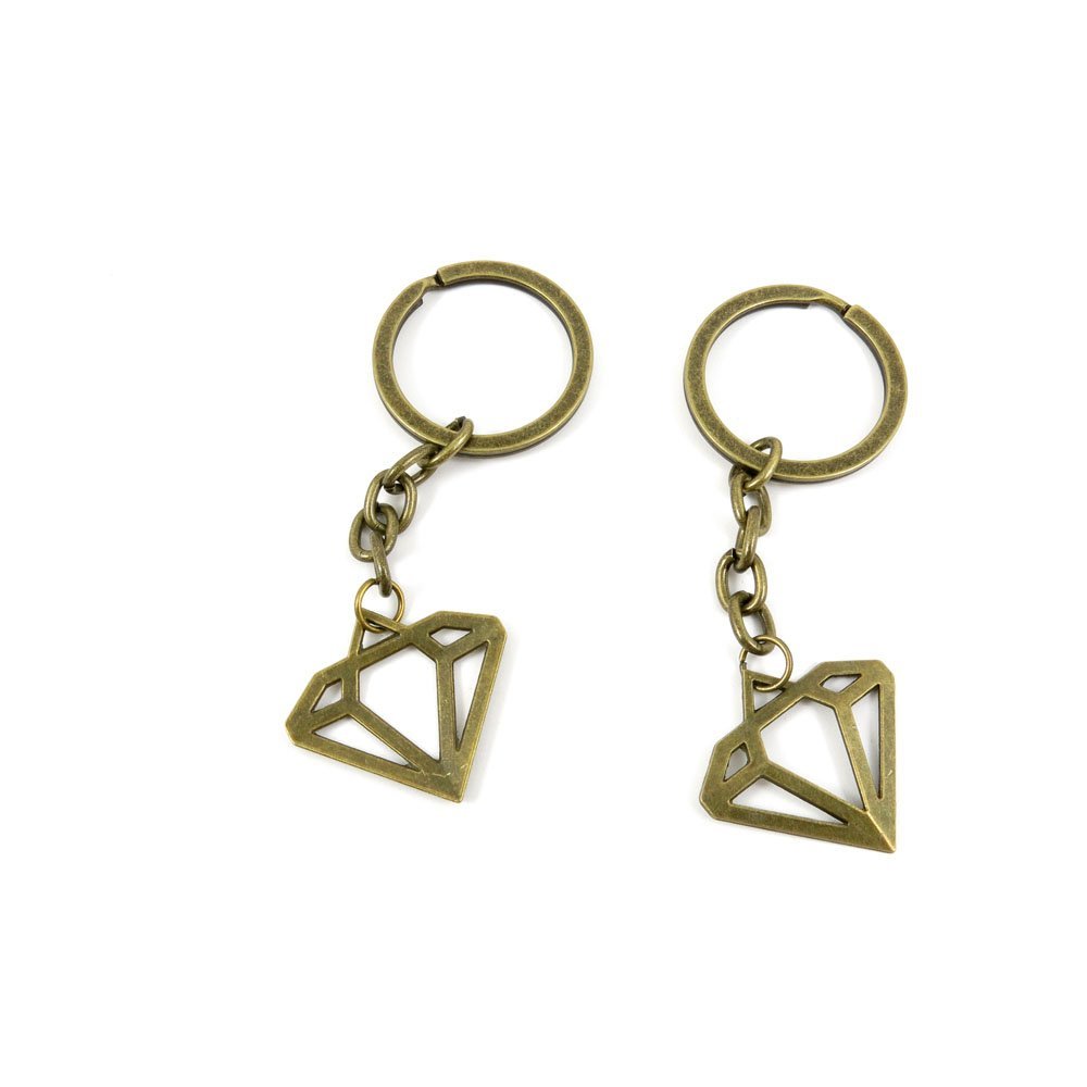5 Pieces Antique Bronze Keychain Key Chain Tags Keyring Ring Jewelry Making Charms Supplies KC0217 Diamond Shape