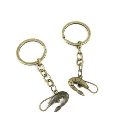 2 Pieces Antique Bronze Keychain Key Chain Tags Keyring Ring Jewelry Making Charms Supplies KC0534 Shrimp
