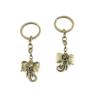 1 Pieces Antique Bronze Keychain Key Chain Tags Keyring Ring Jewelry Making Charms Supplies KC0636 Hollow Elephant view 1