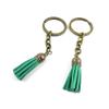 1 Pieces Antique Bronze Keychain Key Chain Tags Keyring Ring Jewelry Making Charms Supplies KC0946 Sea Green Tassels view 1