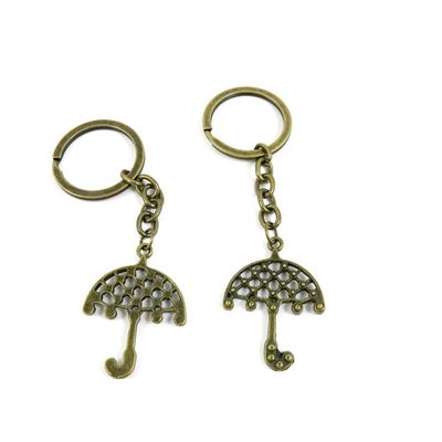 2 Pieces Antique Bronze Keychain Key Chain Tags Keyring Ring Jewelry Making Charms Supplies KC0224 Umbrella