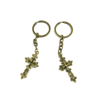 1 Pieces Antique Bronze Keychain Key Chain Tags Keyring Ring Jewelry Making Charms Supplies KC0225 Latin Cross