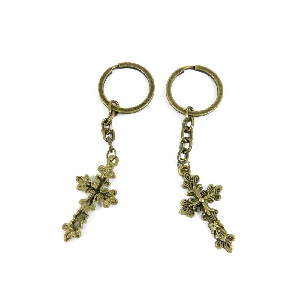 1 Pieces Antique Bronze Keychain Key Chain Tags Keyring Ring Jewelry Making Charms Supplies KC0225 Latin Cross