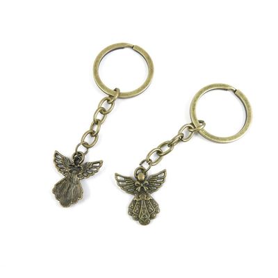 5 Pieces Antique Bronze Keychain Key Chain Tags Keyring Ring Jewelry Making Charms Supplies KC0543 Elf Bow Tie Angel