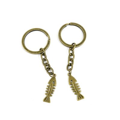5 Pieces Antique Bronze Keychain Key Chain Tags Keyring Ring Jewelry Making Charms Supplies KC0644 Fish Bone Fishbone