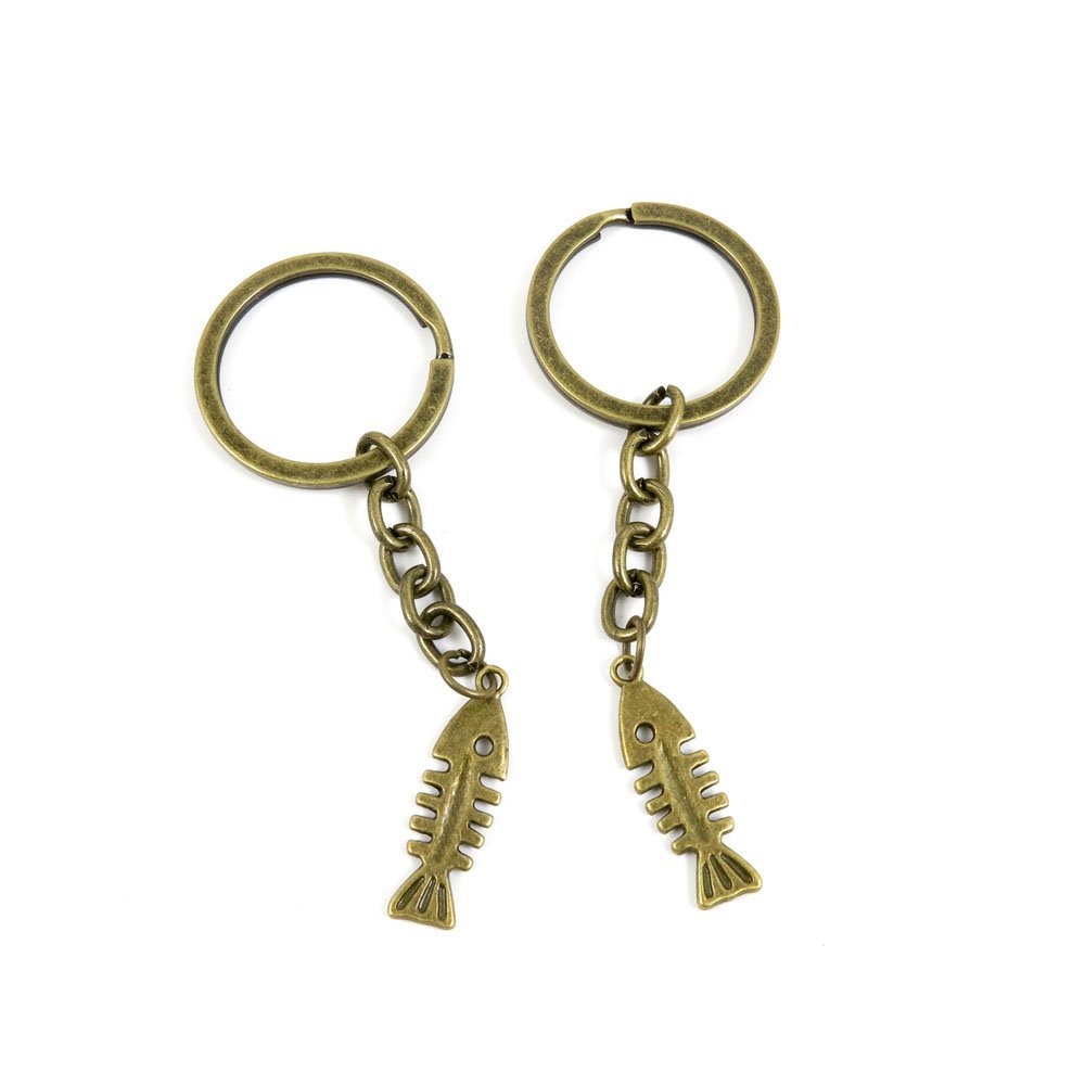 5 Pieces Antique Bronze Keychain Key Chain Tags Keyring Ring Jewelry Making Charms Supplies KC0644 Fish Bone Fishbone