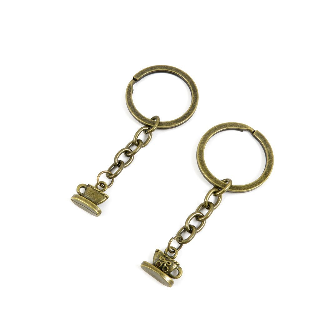 1 Pieces Antique Bronze Keychain Key Chain Tags Keyring Ring Jewelry Making Charms Supplies KC0954 Tea Cup