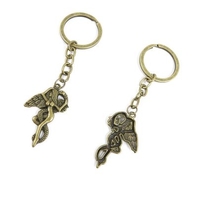 1 Pieces Antique Bronze Keychain Key Chain Tags Keyring Ring Jewelry Making Charms Supplies KC0549 Snake Angel