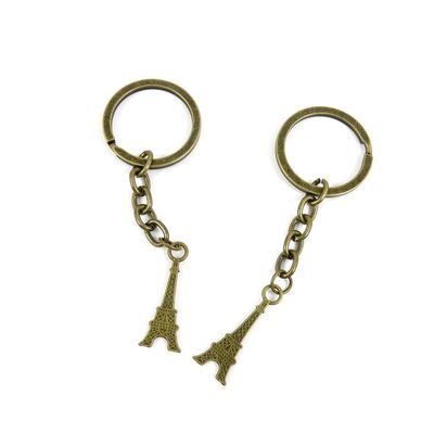 2 Pieces Antique Bronze Keychain Key Chain Tags Keyring Ring Jewelry Making Charms Supplies KC0062 Paris Eiffel Tower