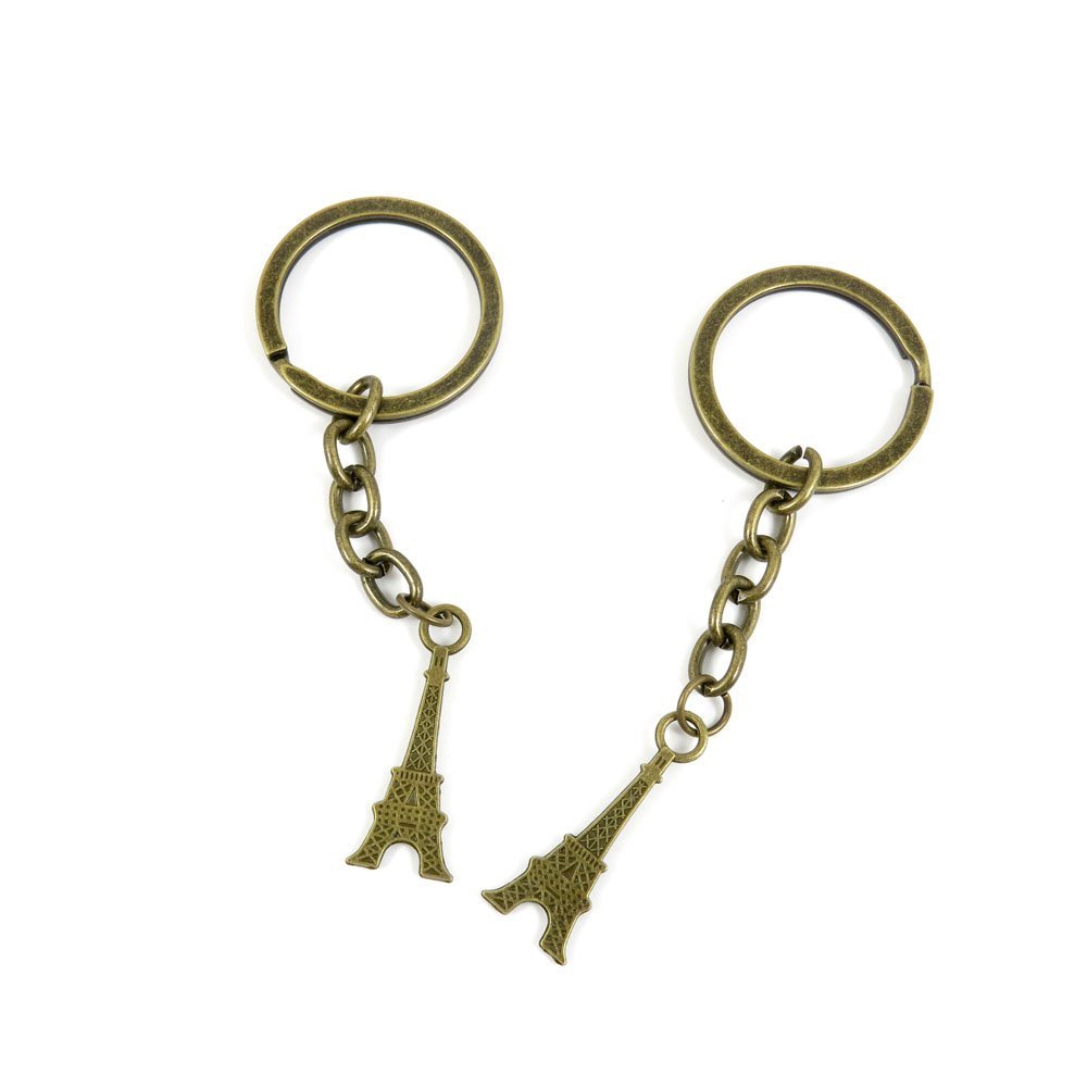 2 Pieces Antique Bronze Keychain Key Chain Tags Keyring Ring Jewelry Making Charms Supplies KC0062 Paris Eiffel Tower