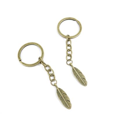1 Pieces Antique Bronze Keychain Key Chain Tags Keyring Ring Jewelry Making Charms Supplies KC0654 Feather