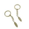 2 Pieces Antique Bronze Keychain Key Chain Tags Keyring Ring Jewelry Making Charms Supplies KC0654 Feather view 1