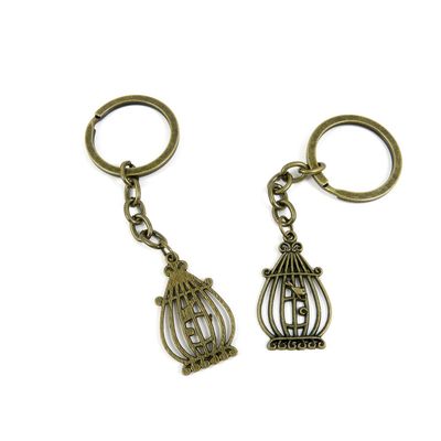 5 Pieces Antique Bronze Keychain Key Chain Tags Keyring Ring Jewelry Making Charms Supplies KC0239 Bird Cage Birdcage