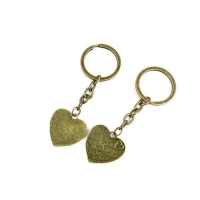 2 Pieces Antique Bronze Keychain Key Chain Tags Keyring Ring Jewelry Making Charms Supplies KC0358 Heart Love