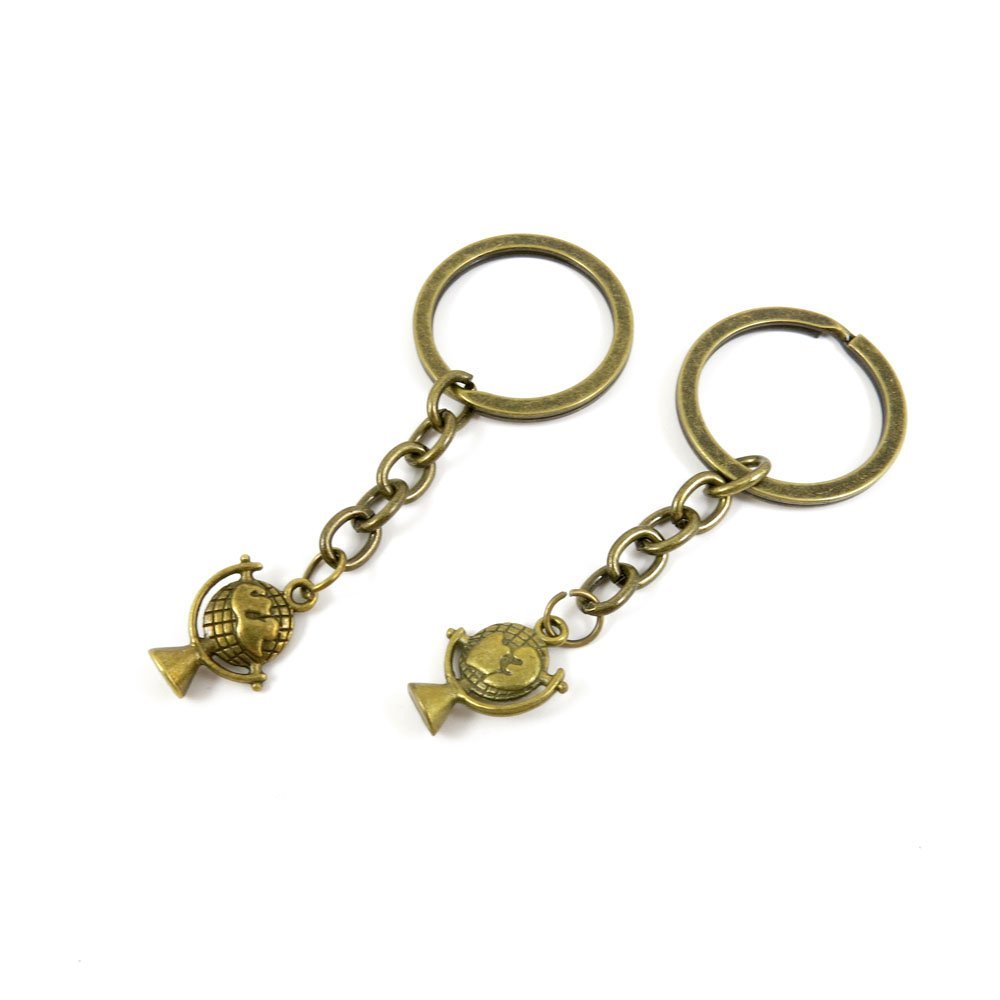 1 Pieces Antique Bronze Keychain Key Chain Tags Keyring Ring Jewelry Making Charms Supplies KC0365 Globe