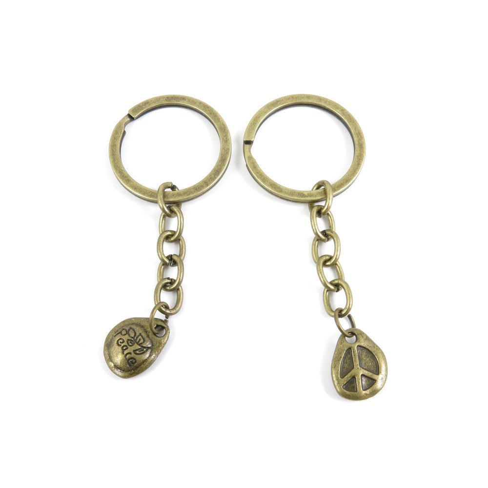 20 Pieces Antique Bronze Keychain Key Chain Tags Keyring Ring Jewelry Making Charms Supplies KC0566 Peace Anti War Signs Drop