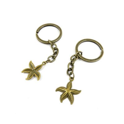 1 Pieces Antique Bronze Keychain Key Chain Tags Keyring Ring Jewelry Making Charms Supplies KC0839 Starfish Sea Star