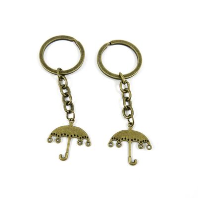 5 Pieces Antique Bronze Keychain Key Chain Tags Keyring Ring Jewelry Making Charms Supplies KC1011 Umbrella