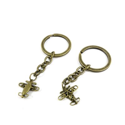 1 Pieces Antique Bronze Keychain Key Chain Tags Keyring Ring Jewelry Making Charms Supplies KC0254 Airplane Aircraft