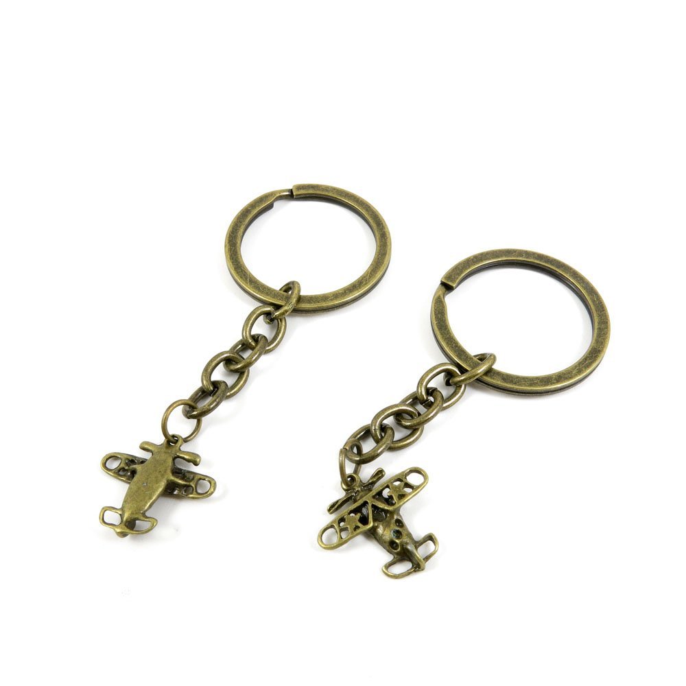 1 Pieces Antique Bronze Keychain Key Chain Tags Keyring Ring Jewelry Making Charms Supplies KC0254 Airplane Aircraft