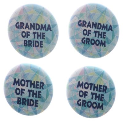 Set 4 Mother Grandma of the Bride Groom Diamond 2.25" Large Pinback Buttons Pins