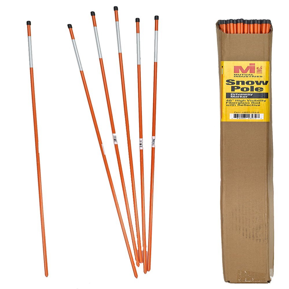 Snow Pole Plain with Reflective, 48", Orange (Pack of 100)