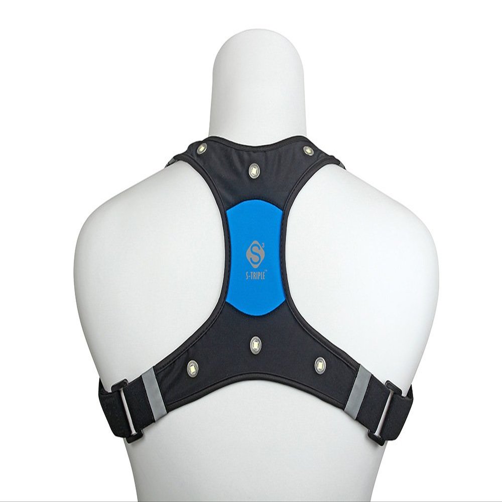 S-TRIPLE LED Safety Alarm Vest, Blue, Large