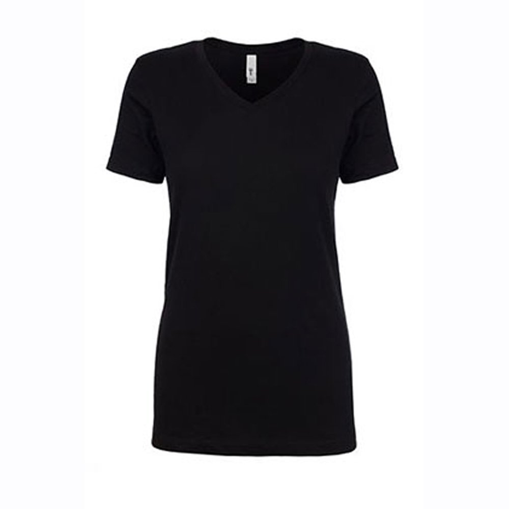 Next Level Women's Lightweight V-Neck Jersey T-Shirt - 1540, Black, X-Small