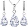 Crystalline Azuria Women 18K White Gold Plated Teardrops White Zirconia Crystals Set Necklace 17.7 inches Dangle Earrings view 1