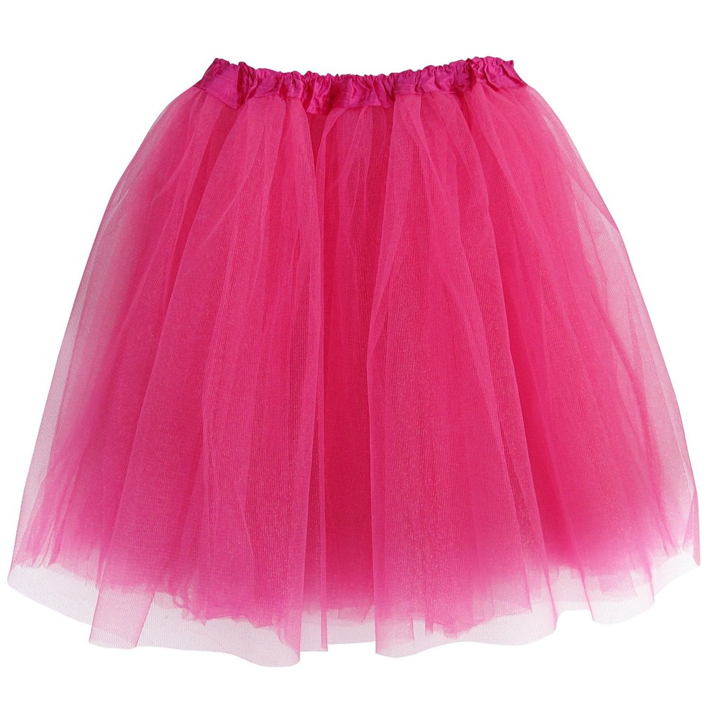 Adult Size 3-Layer Tutu Skirt - Princess Costume Ballet Party Warrior Dash/Run (Hot Pink),One Size