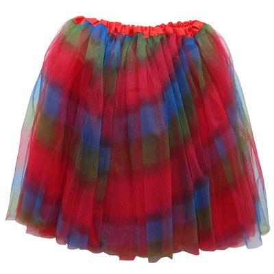 Adult Size 3-Layer Tutu Skirt - Princess Costume Ballet Party Warrior Dash/Run (Rainbow Red),One Size