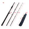 Portable Saltwater Offshore Heavy 3-Piece Travel Graphite Baitcasting Fishing Poles Casting Boat Jigging Trolling Conventional Rods with Rod Case Bag (20-50lbs,8' Heavy) view 2