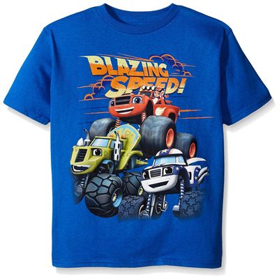 Blaze and the Monster Machines Little Boys' Short Sleeve T-Shirt Shirt, Royal, Medium-5/6