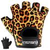 Contraband Pink Label 5297 Womens Design Series Leopard Print Lifting & Rowing Gloves (Pair) - Lightweight Vegan Medium Padded Microfiber Amara Leather w/Griplock Silicone (Orange/Black X-Small) view 1