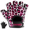 Contraband Pink Label 5297 Womens Design Series Leopard Print Lifting & Rowing Gloves (Pair) - Lightweight Vegan Medium Padded Microfiber Amara Leather w/Griplock Silicone (Pink/White X-Small) view 1