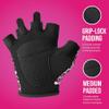 Contraband Pink Label 5297 Womens Design Series Leopard Print Lifting & Rowing Gloves (Pair) - Lightweight Vegan Medium Padded Microfiber Amara Leather w/Griplock Silicone (Pink/White X-Small) view 2