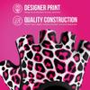 Contraband Pink Label 5297 Womens Design Series Leopard Print Lifting & Rowing Gloves (Pair) - Lightweight Vegan Medium Padded Microfiber Amara Leather w/Griplock Silicone (Pink/White X-Small) view 3