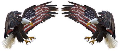 American Eagle American Flag Large Pair Decals 12" Each