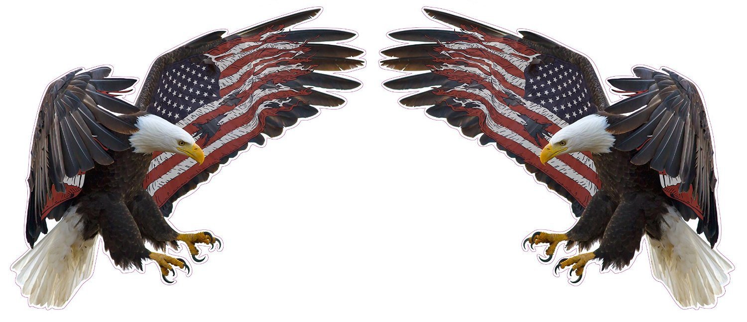 American Eagle American Flag Large Pair Decals 12" Each